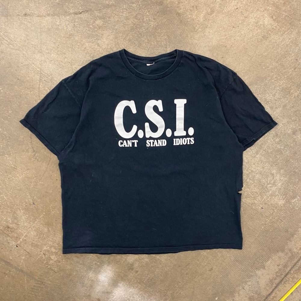 Vintage CSI Can't Stand Idiots 2000s Funny Joke Comedy T-Shirt Size XXL